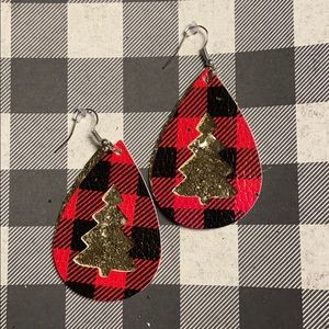 Buffalo plaid good tree earrings